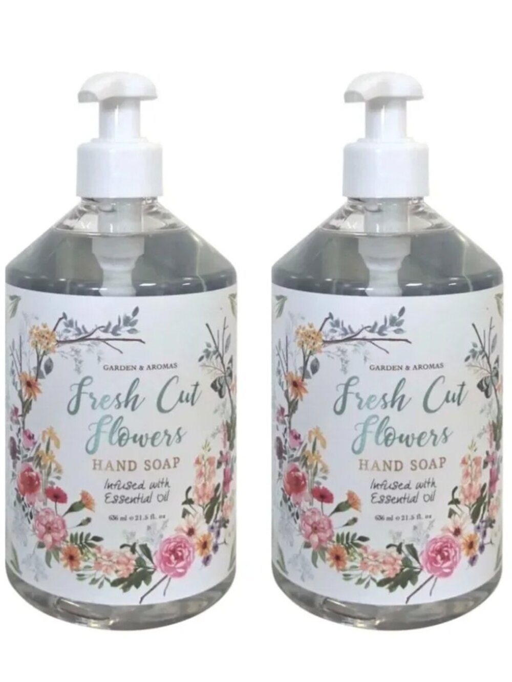 NEW Garden & Aromas 2 pcs Fresh Cut Flowers Hand Soap Infused With Essential Oil